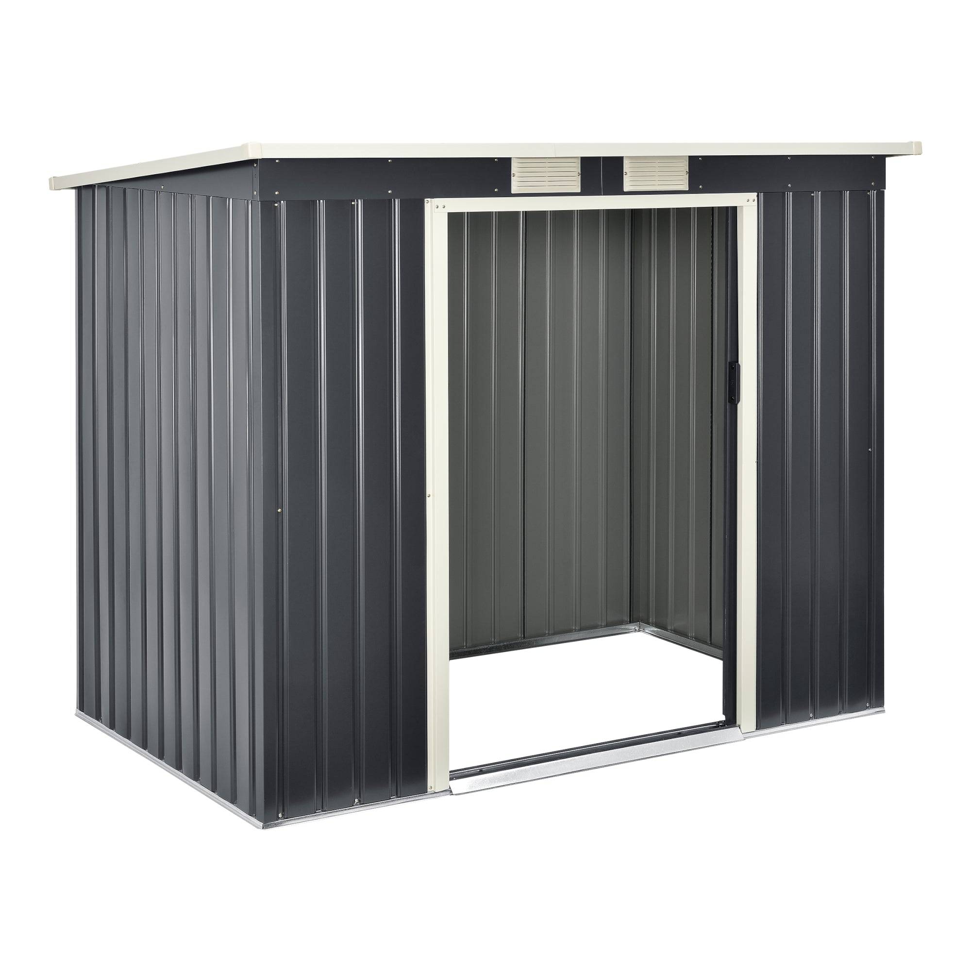 Helloshop26 - Abri de jardin toit en appentis 213 x 130 x 173 cm tôles en acier galvanisées gris foncé - Image 4