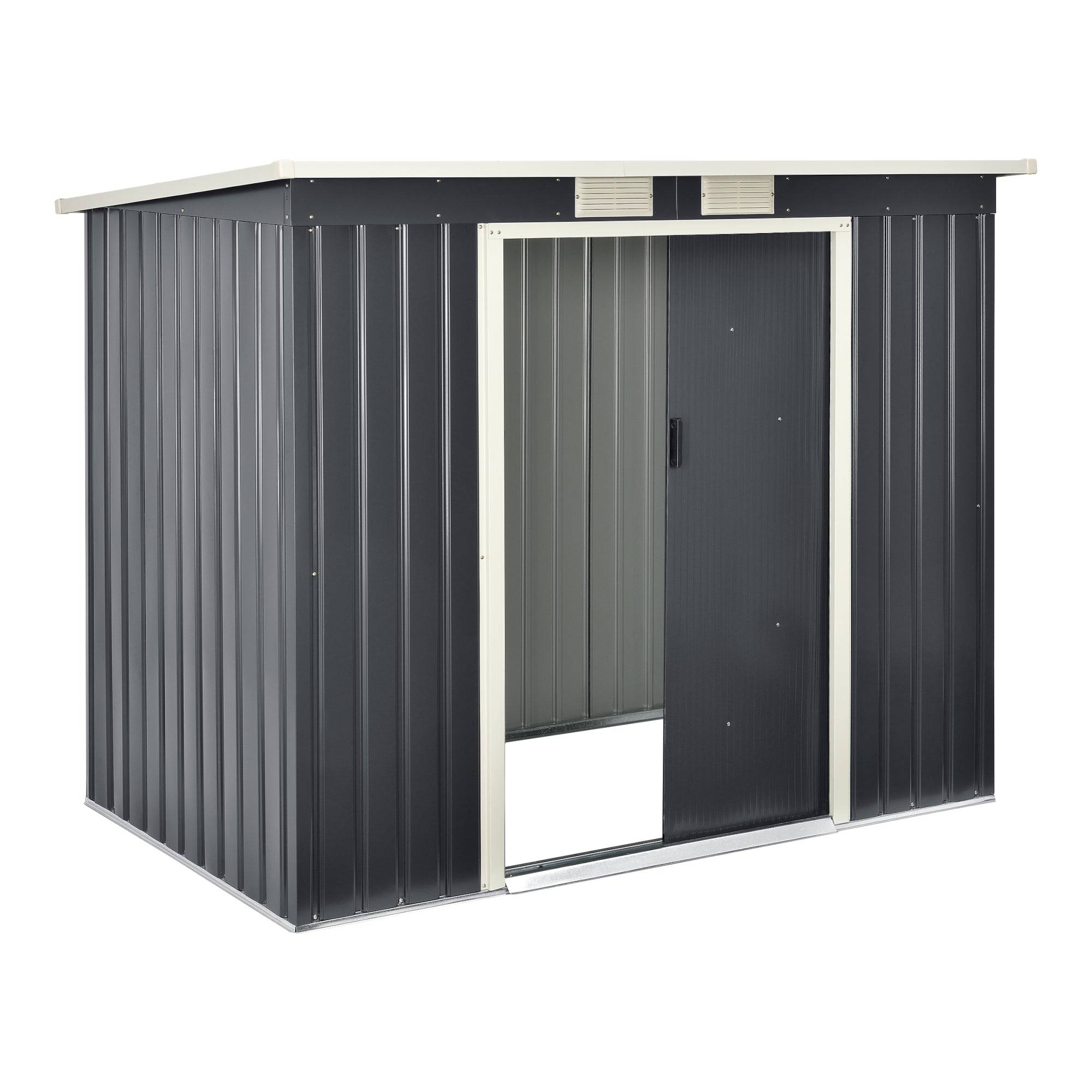 Helloshop26 - Abri de jardin toit en appentis 213 x 130 x 173 cm tôles en acier galvanisées gris foncé - Image 3