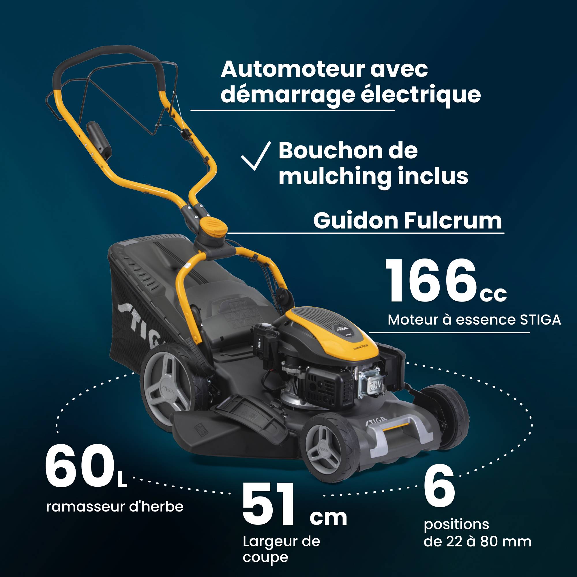 Stiga - Tondeuse Combi 753 SE, moteur essence, démarrage électrique - STIGA - Image 7