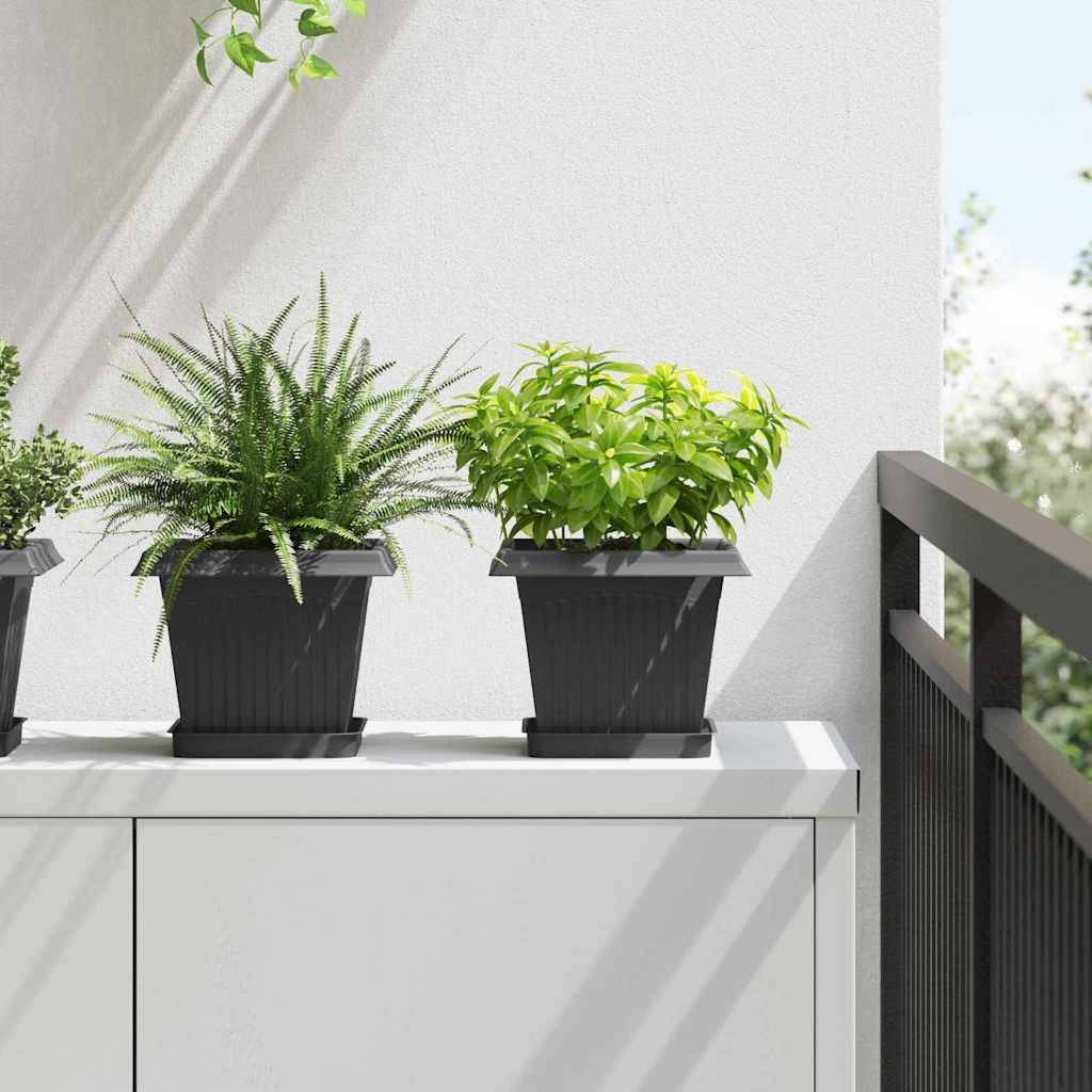Vidaxl - Pots de plantes 6 pc Noir Plastique vidaXL 3403298 - Image 1