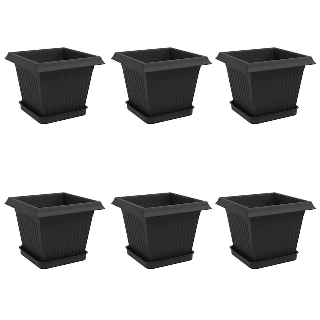 Vidaxl - Pots de plantes 6 pc Noir Plastique vidaXL 3403298 - Image 2