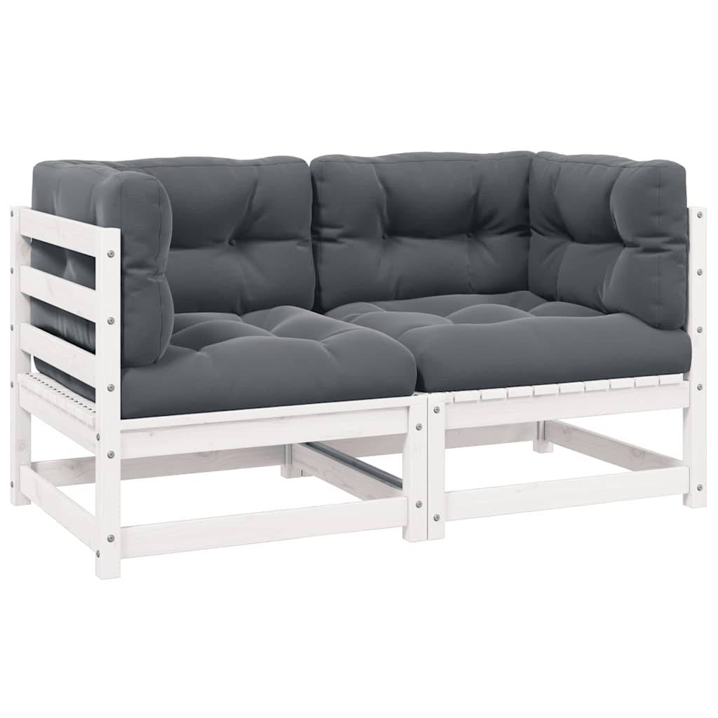 Vidaxl - Canapé 2 places de jardin et coussins Blanc Bois de pin massif vidaXL 805731 - Image 1