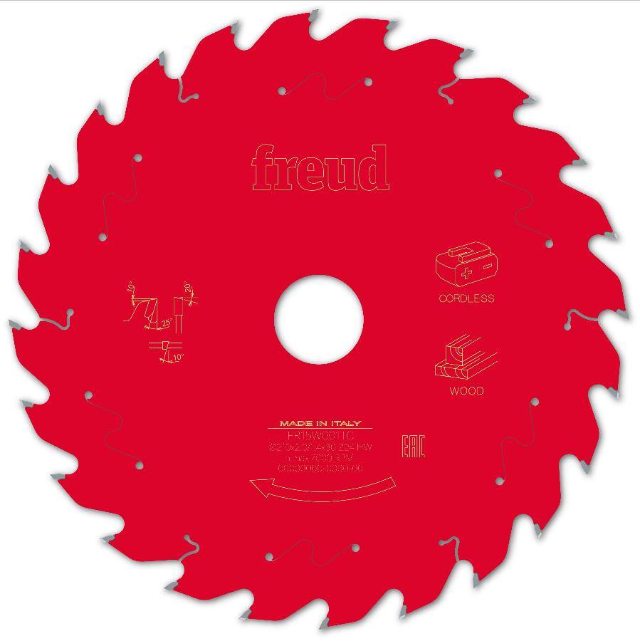 Lame pour scie circulaire portative sans fil FREUD - Ø210 1,7/1,2 AL30 Z24 BA 25° - F03FS10068 -FR15W001TC - Image 1