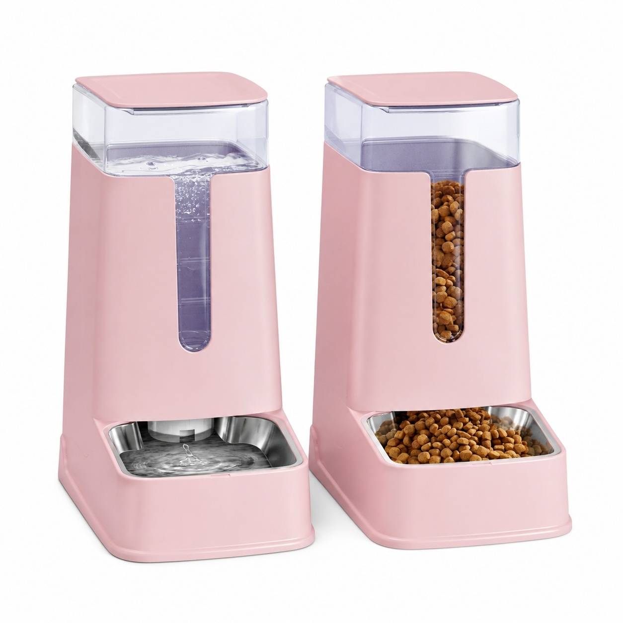 Lot de 2 Distributeurs Automatique Eau Nourriture Animaux 3,8L Acier Inoxydable Sans Électricité - Image 1