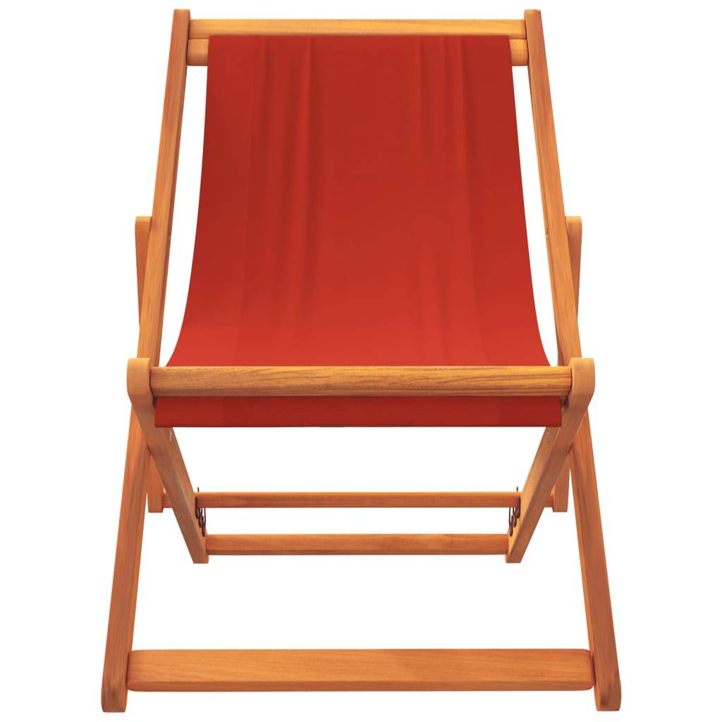 Chaises de plage pliables tissu bois massif rouge 60 x 112/119/127 x 81/88.5/95 cm - PANGIVO - Image 4