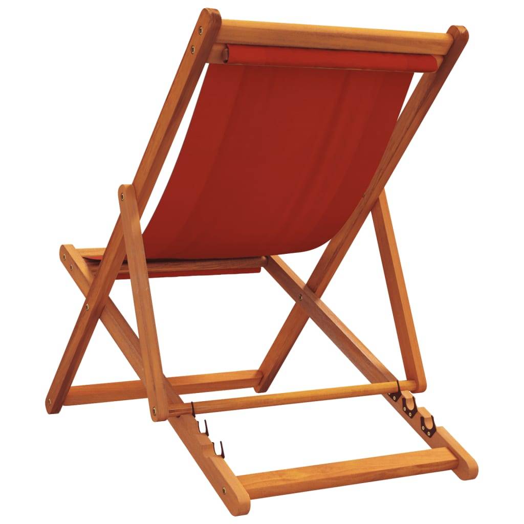 Chaises de plage pliables tissu bois massif rouge 60 x 112/119/127 x 81/88.5/95 cm - PANGIVO - Image 6