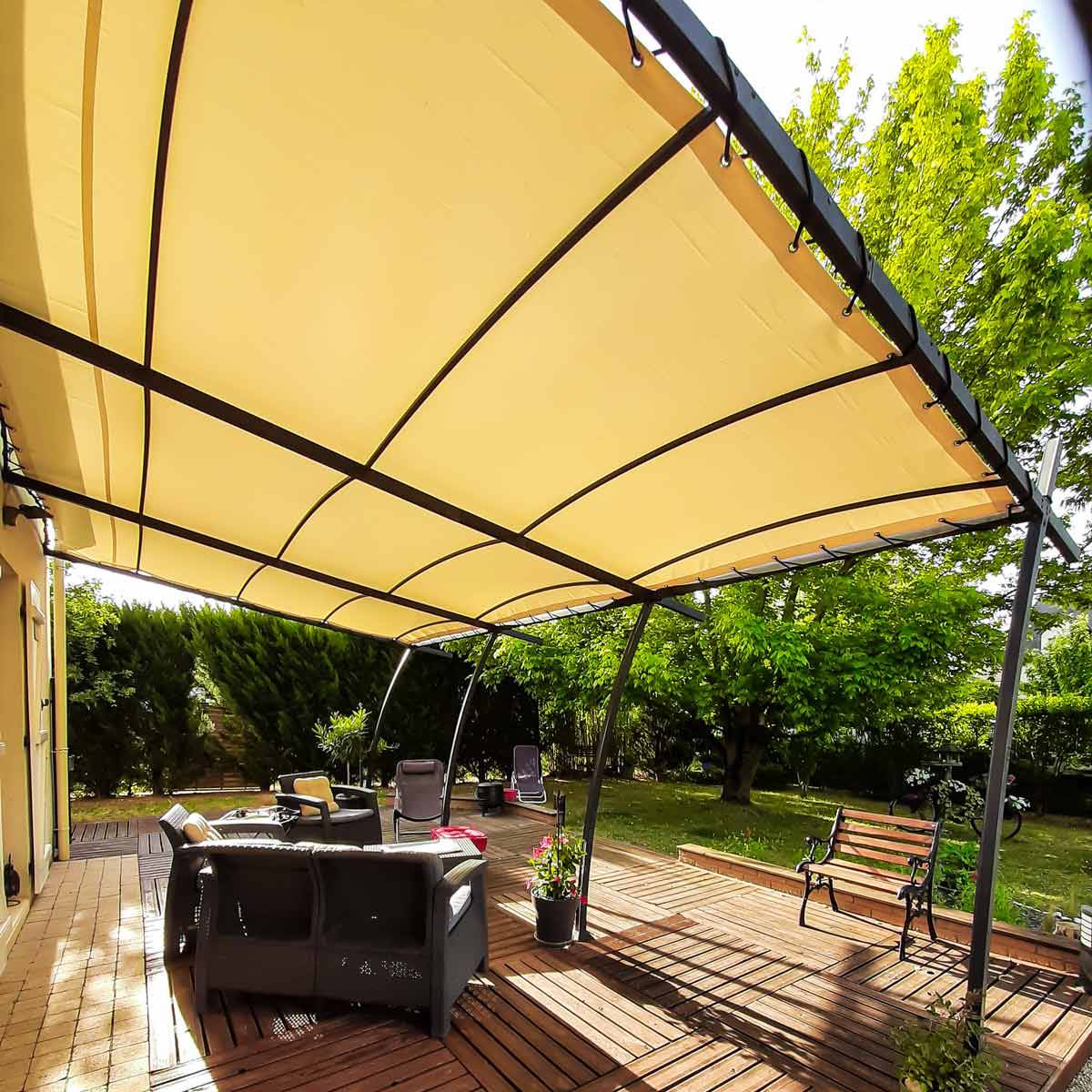 Toile Pergola Ivoire 4x5 m XP640PR - Garantie 10 ans - Bâche Pergola ou Tonnelle étanche en PVC - Made in France TECPLAST - Image 1