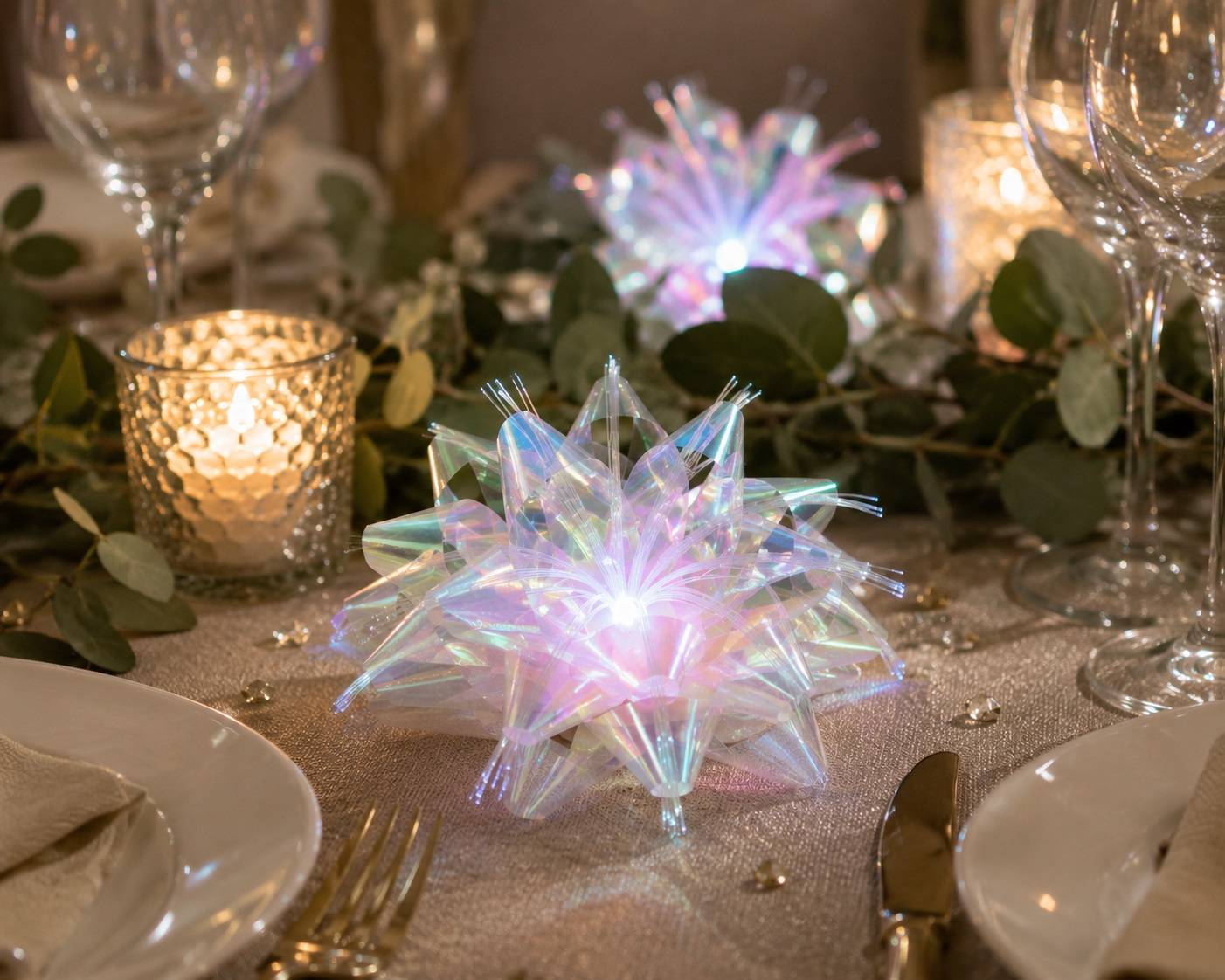 Eden - Fleur lumineuse de table blanc irise - Image 2