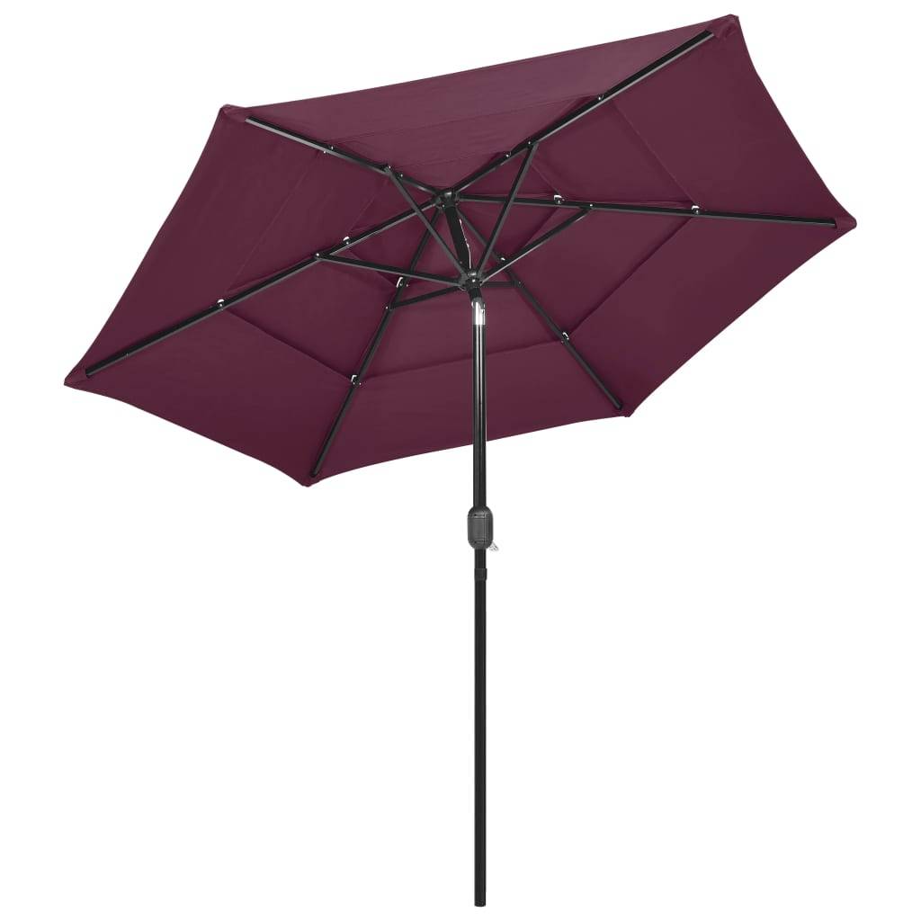 Helloshop26 - Parasol à 3 niveaux avec mât en aluminium 2,5 m bordeaux - Image 3