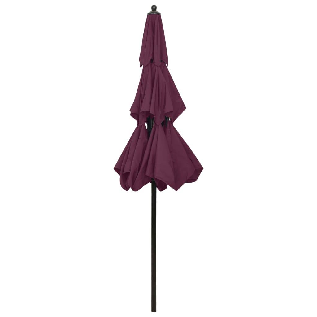Helloshop26 - Parasol à 3 niveaux avec mât en aluminium 2,5 m bordeaux - Image 4