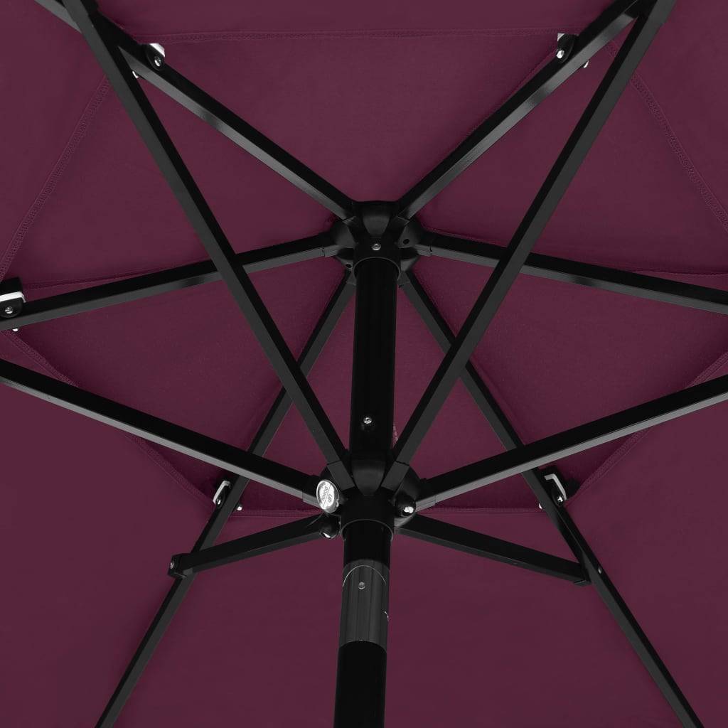 Helloshop26 - Parasol à 3 niveaux avec mât en aluminium 2,5 m bordeaux - Image 5