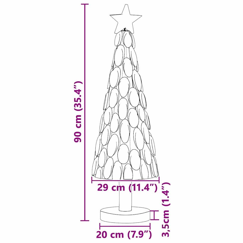 Sapin de Noël en bois de teck massif décoratif pour intérieur Marron 90 cm – ComfortXL Outdoor Living - Image 8
