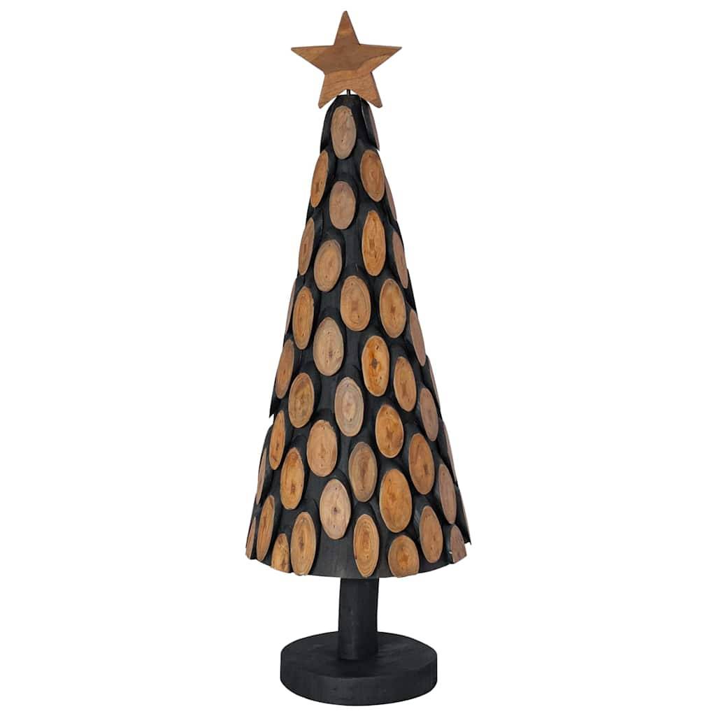 Sapin de Noël en bois de teck massif décoratif pour intérieur Marron 90 cm – ComfortXL Outdoor Living - Image 6