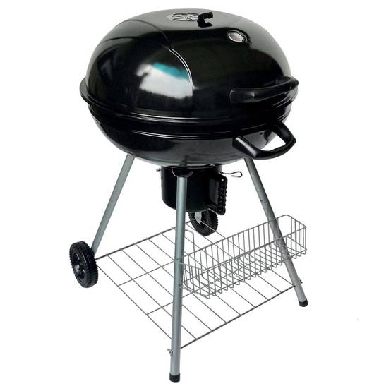 Barbecue à Charbon de Bois Ø54cm Double Grille Cuisson & Couvercle Thermostat Bac à cendres, Barbecue sur roues avec rangement - Image 5