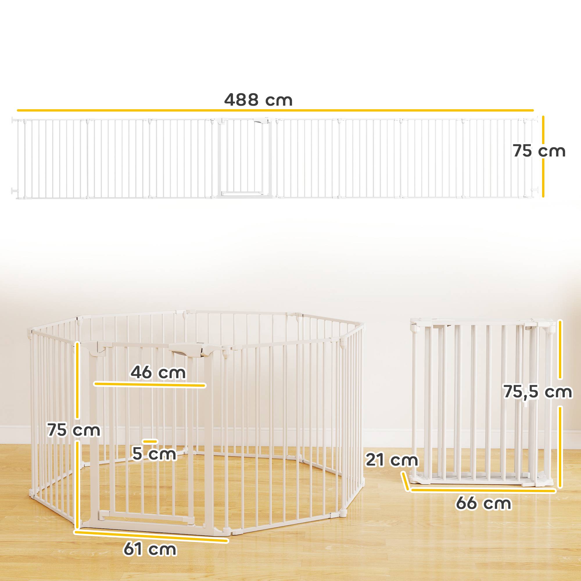 Sans Marque - Barrière pliable pour chien, clôture pour animaux de compagnie à 8 panneaux, barrière à double verrouillage pour escaliers et couloirs, blanche - Image 5
