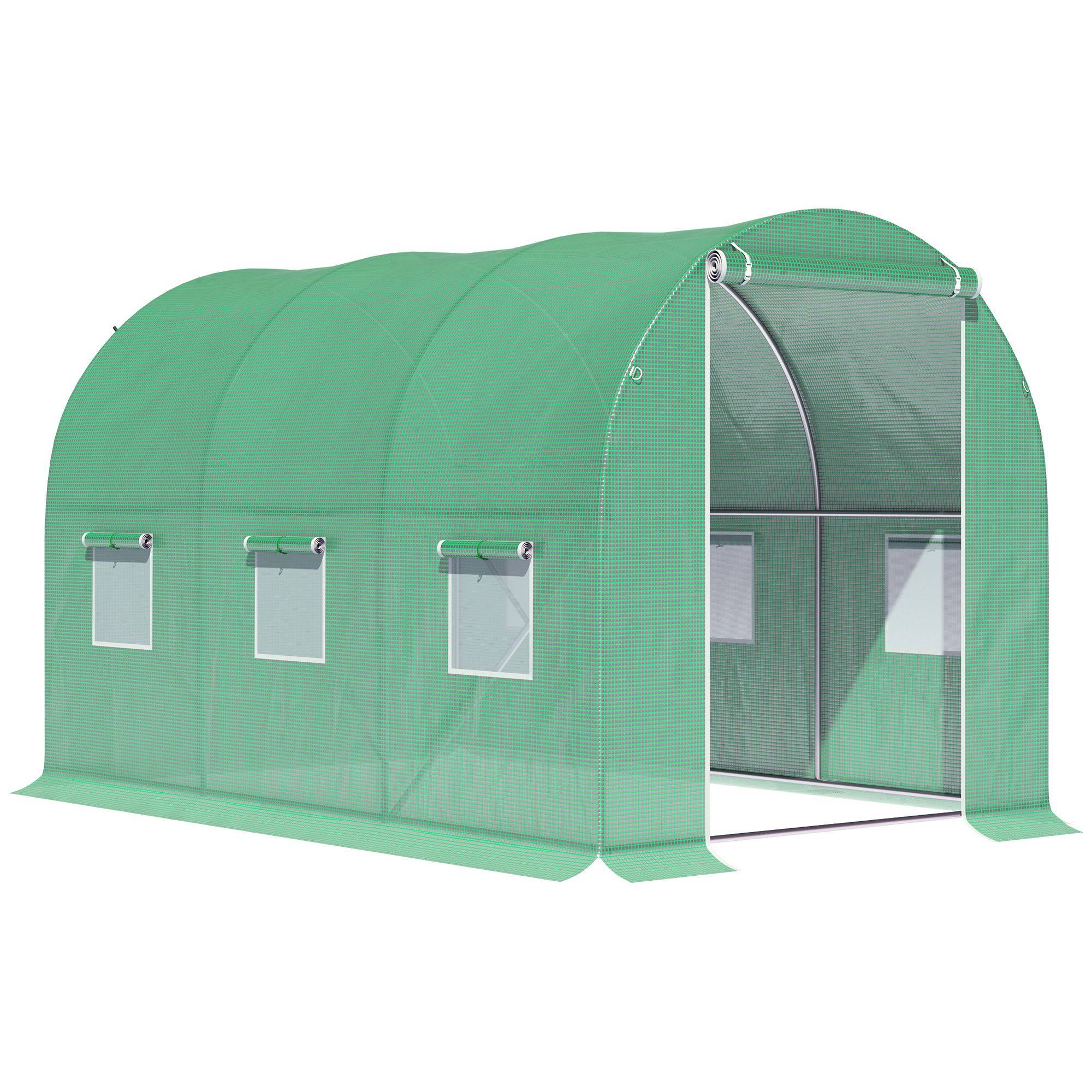 Serre de Jardin Tunnel 6m² Acier renforcé 6 fenêtres et ancrage au sol 3x2x2m Vert - ComfortXL Outdoor Living - Image 1