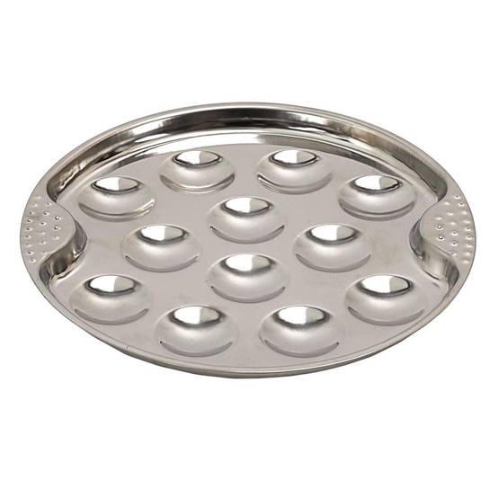 Set de 2 assiettes à escargots en acier inoxydable argenté (12 escargots) - - Image 3