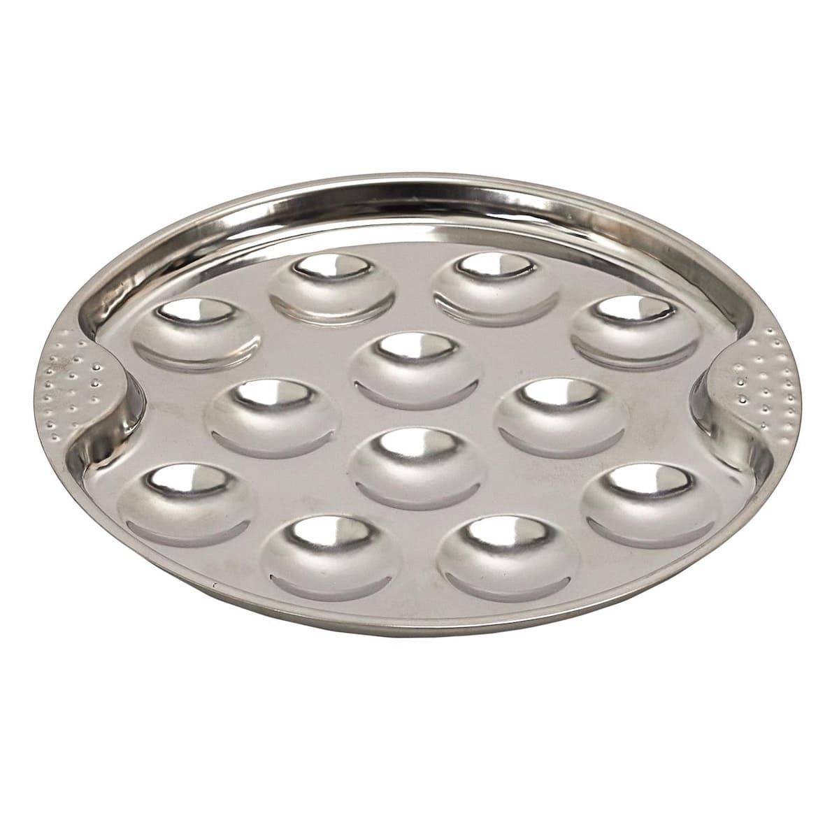 Set de 2 assiettes à escargots en acier inoxydable argenté (12 escargots) - - Image 3