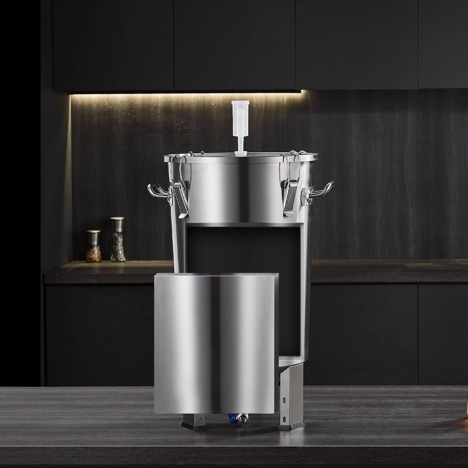 VEVOR Cuve brassage bière inox 304, 30L, avec base, couvercle, robinet, thermomètre, pour brasseur maison. - Image 8