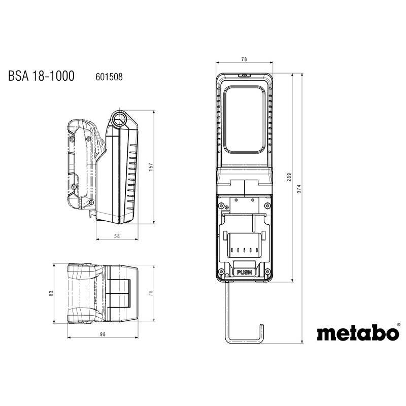 Metabo - Lampe de chantier BSA 18 1000 - Pick+Mix (sans batterie ni chargeur)en carton Metabo - Image 3