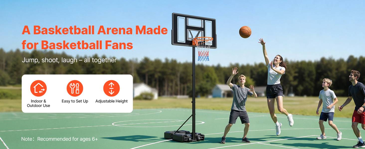 Vevor - VEVOR Panier de basket portable réglable 1,35–3,05 m, panneau PC 44", base remplissable, roulettes frein, pour intérieur et extérieur. - Image 9