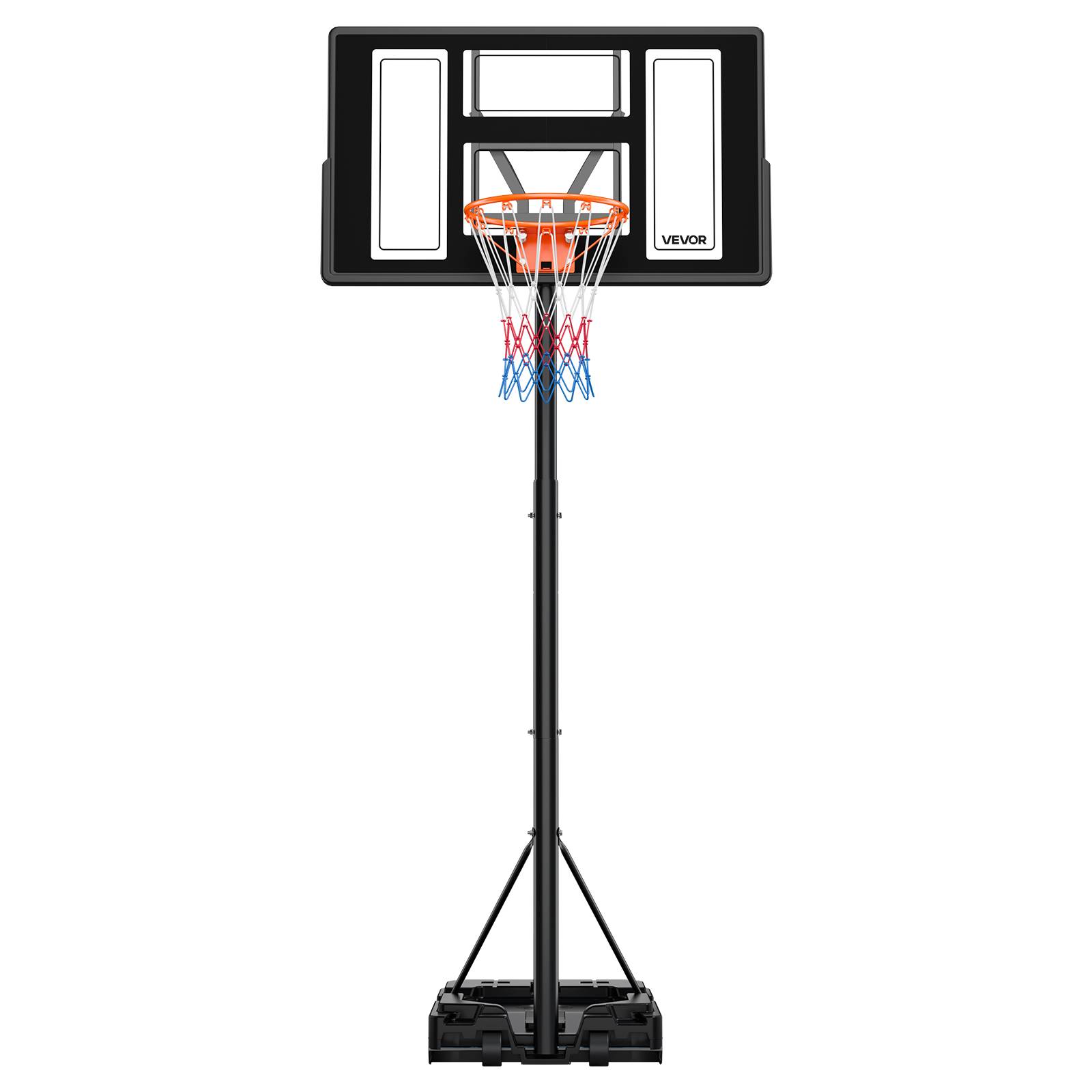 Vevor - VEVOR Panier de basket portable réglable 1,35–3,05 m, panneau PC 44", base remplissable, roulettes frein, pour intérieur et extérieur. - Image 1
