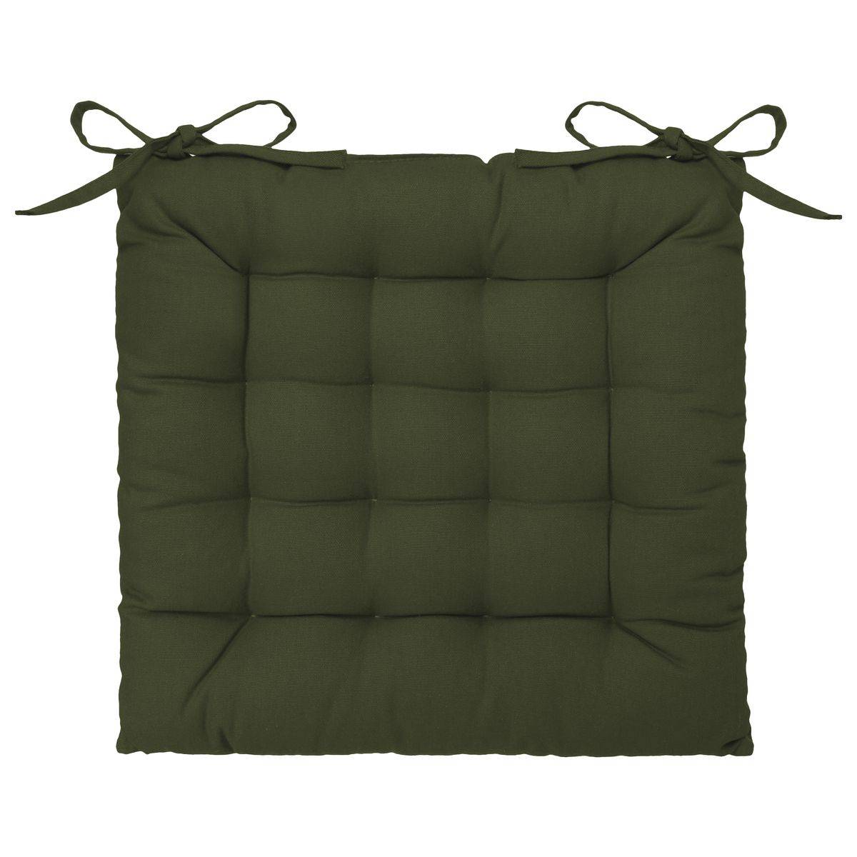 Atmosphera - Lot de 4 Galettes de chaise en Coton Vert kaki 38 x 38 cm - Image 3