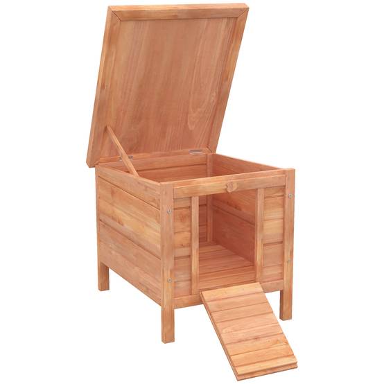 Cage à lapin extérieure en bois avec toit en asphalte et rampe antidérapante, 42 x 51 x 43 cm, rouge orangé - Image 1