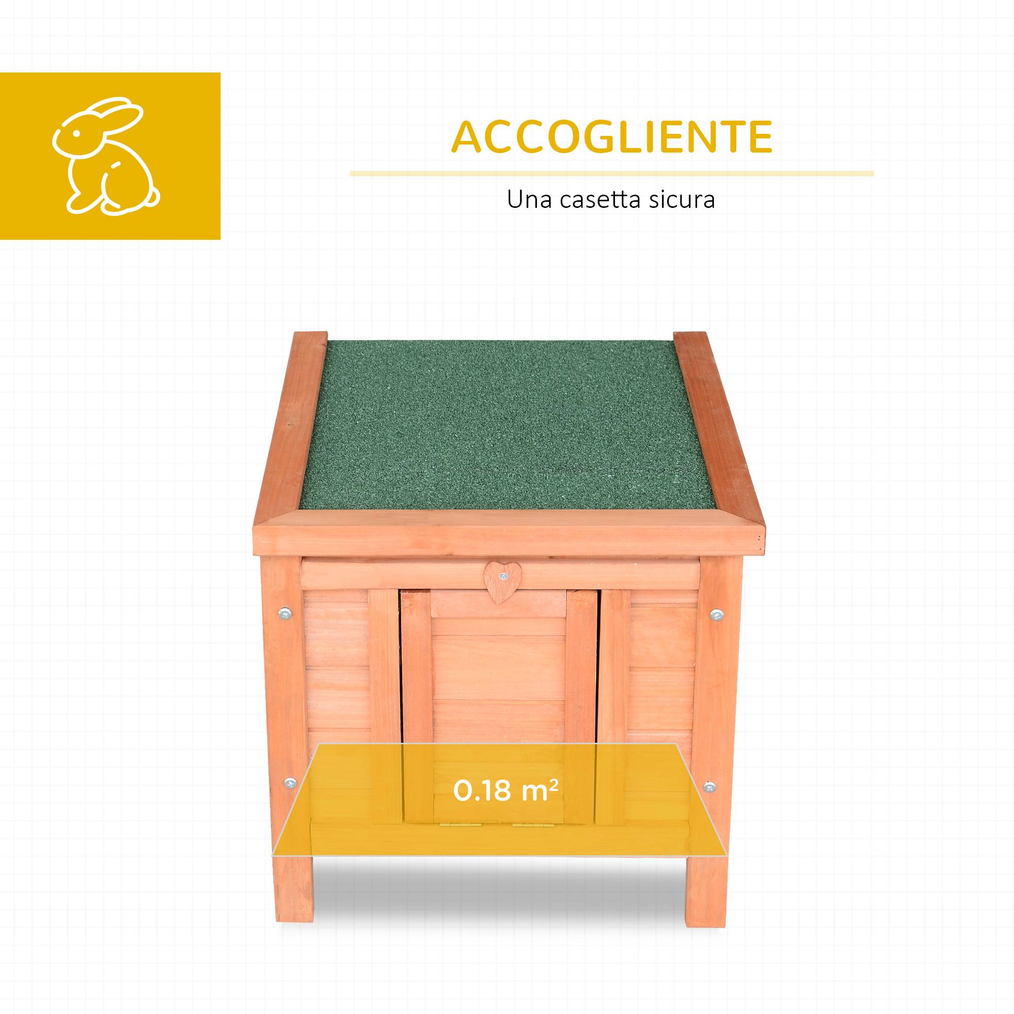 Cage à lapin extérieure en bois avec toit en asphalte et rampe antidérapante, 42 x 51 x 43 cm, rouge orangé - Image 6