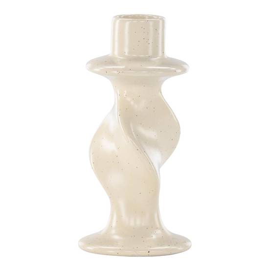 Bougeoir Design en Céramique "Glory" 12cm Beige & Noir - Image 1