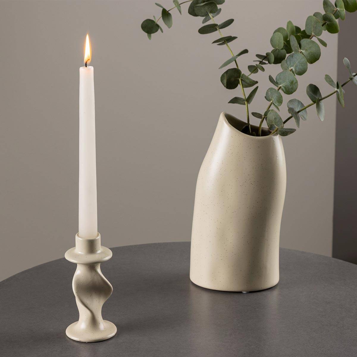 Bougeoir Design en Céramique "Glory" 12cm Beige & Noir - Image 3