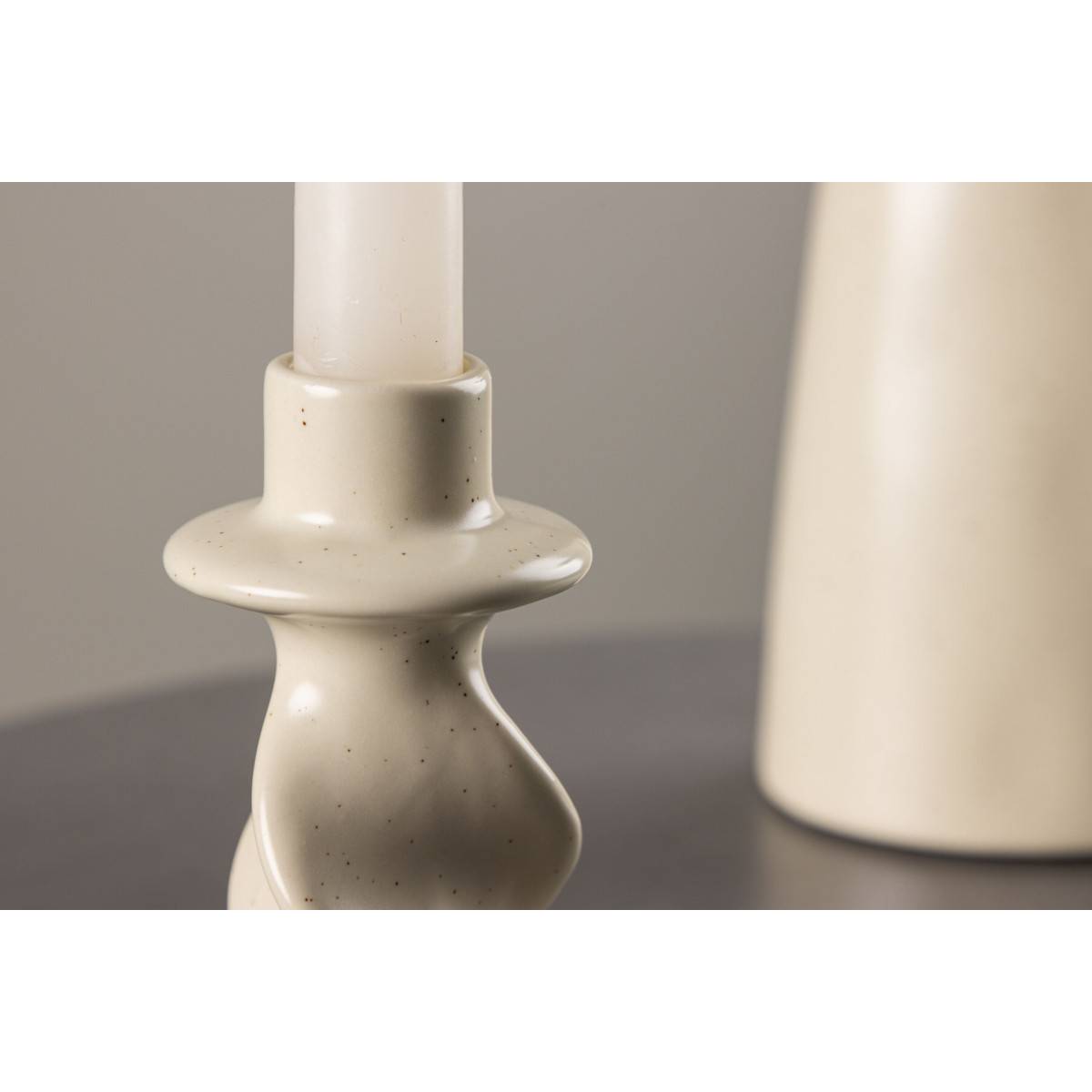 Bougeoir Design en Céramique "Glory" 12cm Beige & Noir - Image 5