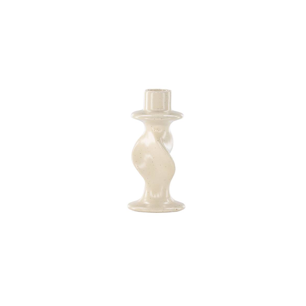 Bougeoir Design en Céramique "Glory" 12cm Beige & Noir - Image 2