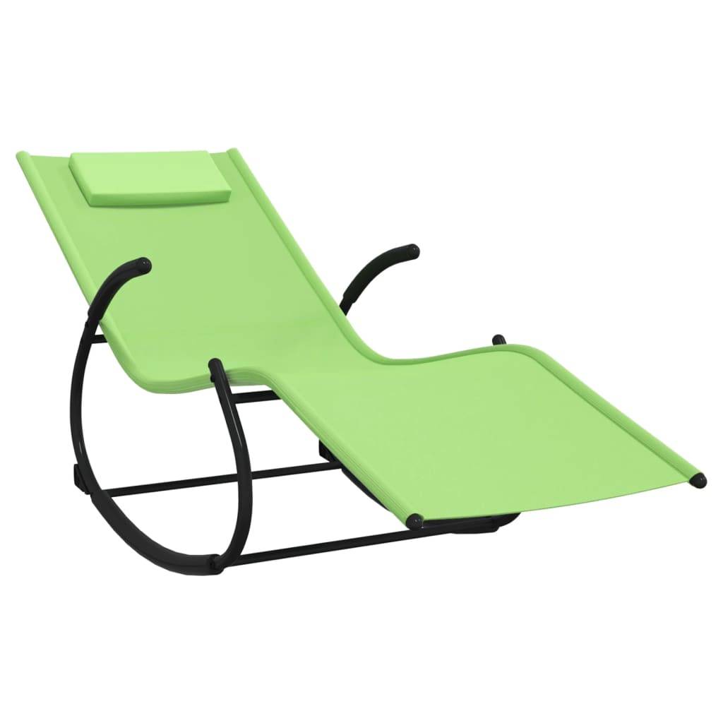 Helloshop26 - Lot de deux chaises longues transat à bascule acier et textilène vert - Image 2