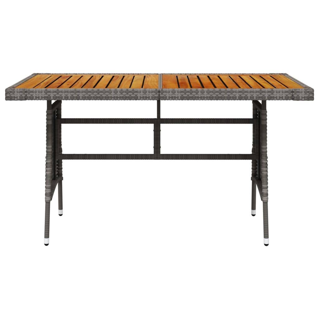 ComfortXL - Table de Jardin Rectangulaire Grise 130cm, Plateau Bois d'Acacia et Pieds en Poly Rotin – ComfortXL Outdoor Living - Image 2