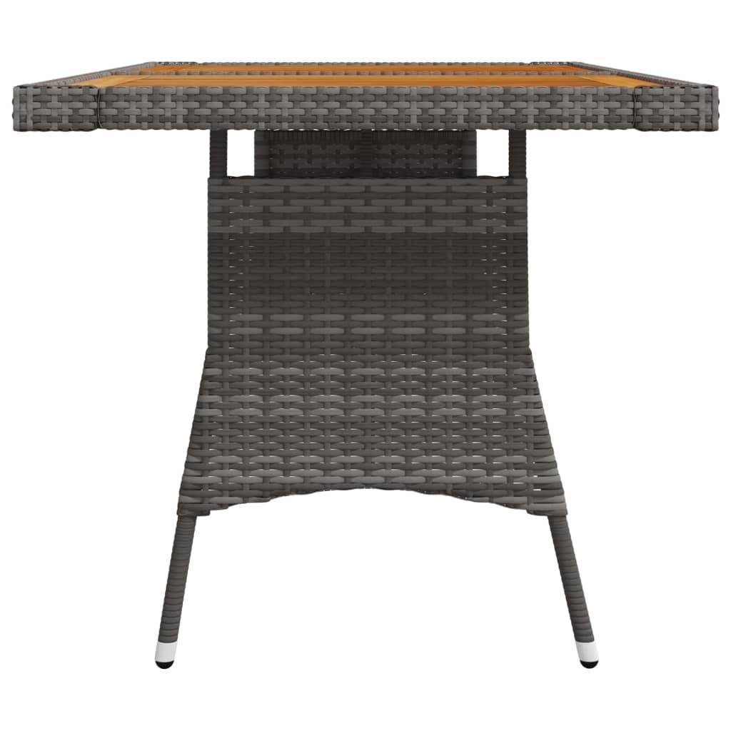 ComfortXL - Table de Jardin Rectangulaire Grise 130cm, Plateau Bois d'Acacia et Pieds en Poly Rotin – ComfortXL Outdoor Living - Image 3