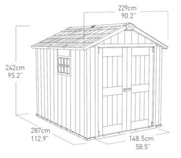 Keter - Abri Jardin Résine "brossium Oakland 759" - 6,6 M² - 229 X 287 X 242 Cm - Gris Brossé - Image 8