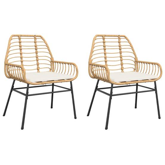 Lot de 2 Chaises de jardin et coussins - Chaises d'extérieur - Fauteuils de jardin marron rotin-JU12405 - Image 1