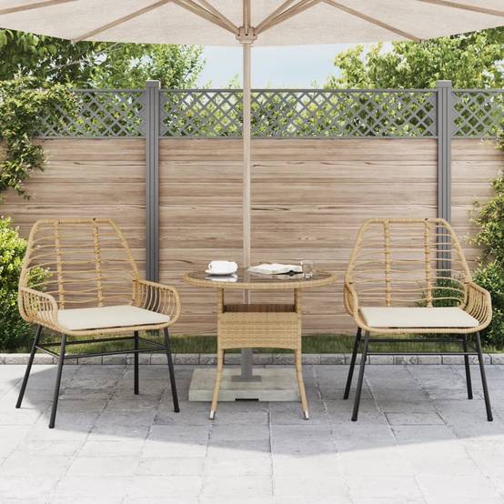 Lot de 2 Chaises de jardin et coussins - Chaises d'extérieur - Fauteuils de jardin marron rotin-JU12405 - Image 3