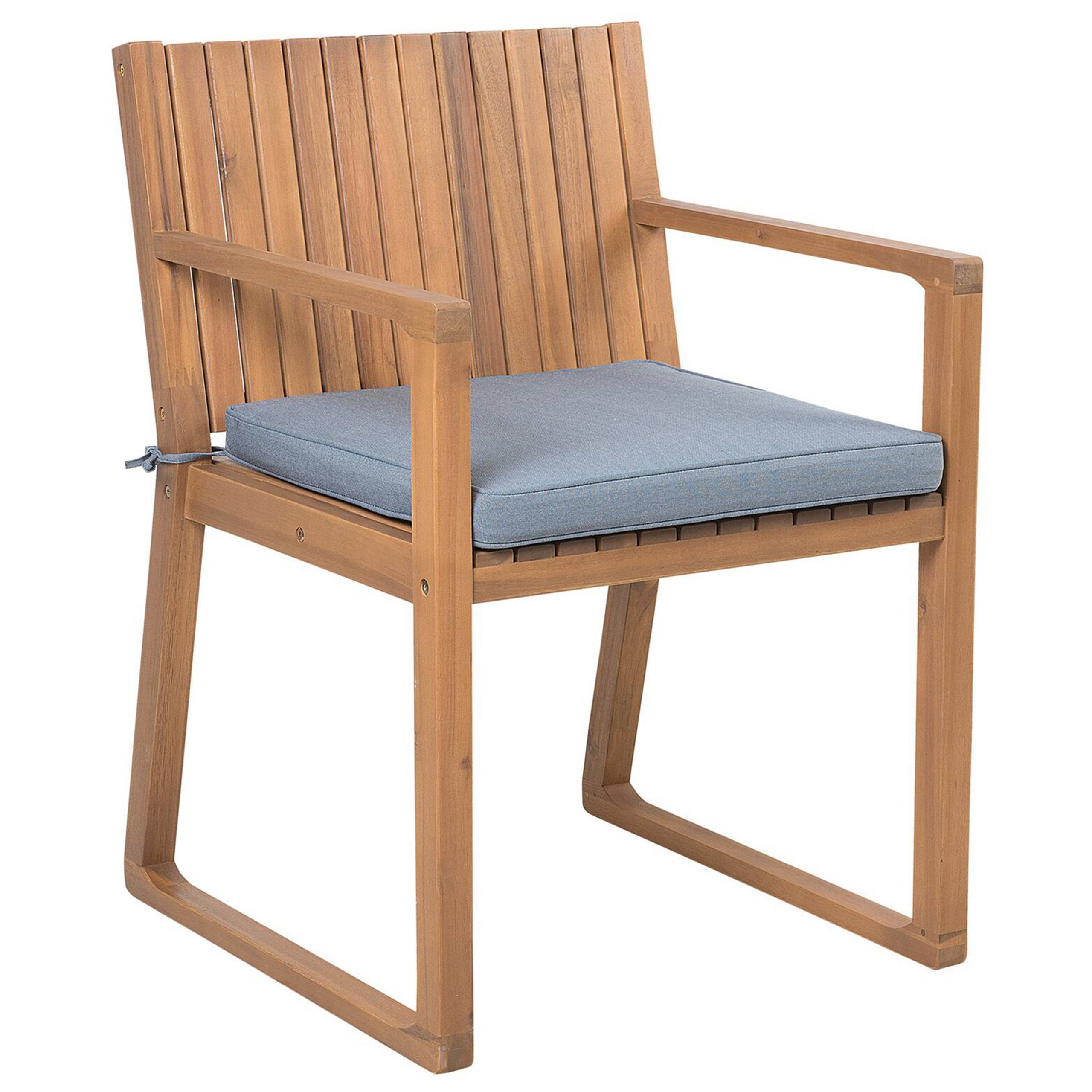 Beliani - Lot 8 Chaises de Jardin ou Terrasse en Bois d'Acacia Résistant avec Coussins Bleus Matières Durables Confort d'Assise Optimal - Image 4