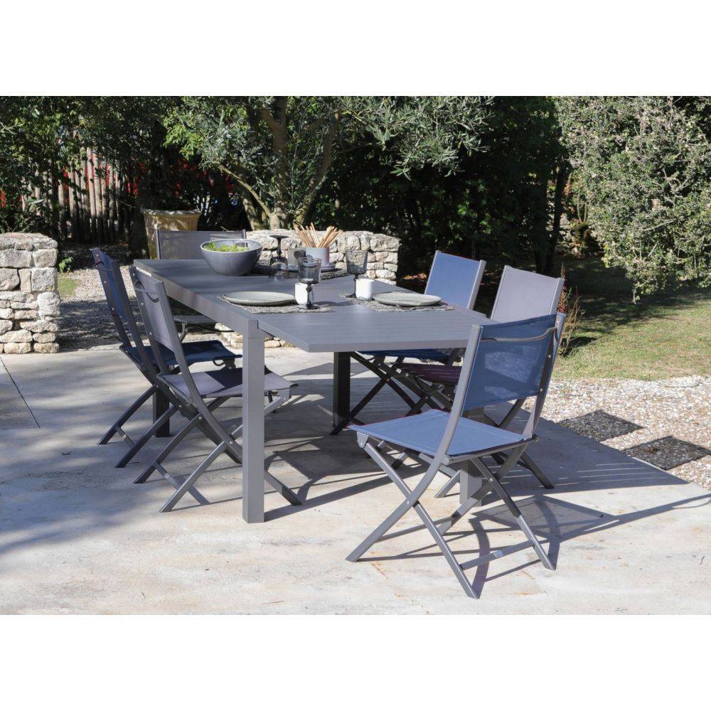 Alize - Chaise pliante en acier et toile Dream (Lot de 4) Graphite, bleu - Image 2