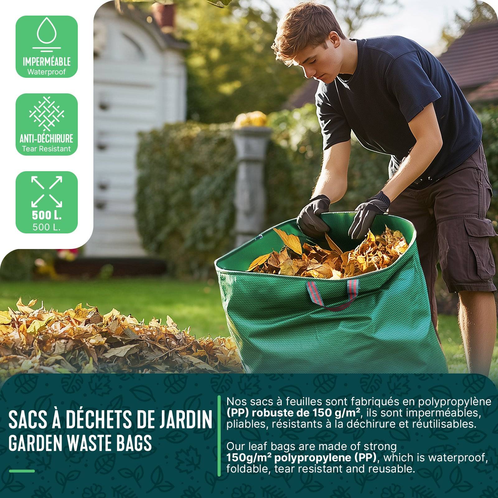 Sac de jardin 500L Lot de 6 sacs Extra Large - Image 2