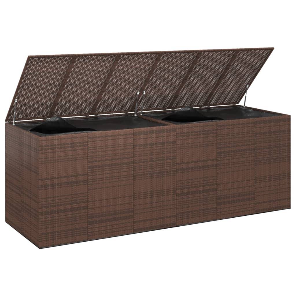 Boîte à coussins jardin résine tressée 291 x 100,5 x 104 cm marron - Image 1