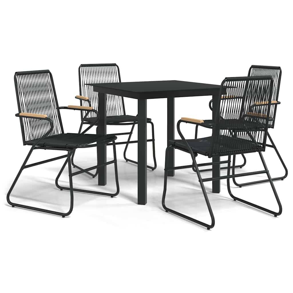 Vidaxl - Ensemble à manger de jardin 5 pcs-Salons de jardin Noir Rotin PVC 826039 - Image 2