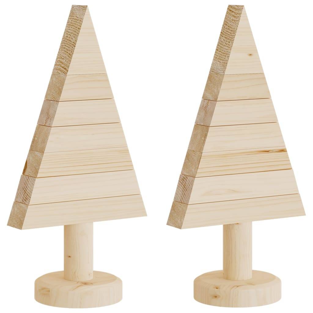 Maison Chic - Arbres de Noël | Sapin de Noël en bois pour décoration 2 pcs 30 cm pin massif Maison Chic - Image 1