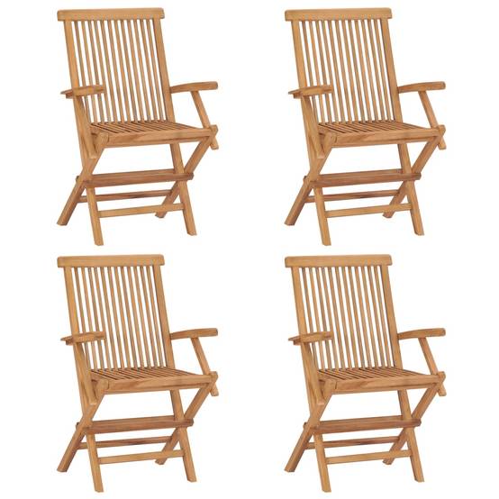 Maison Chic - Lot de 4 Chaises de jardin avec coussins - Chaises d'extérieur - Fauteuils de jardin rouge bordeaux Teck-JU12635 - Image 8