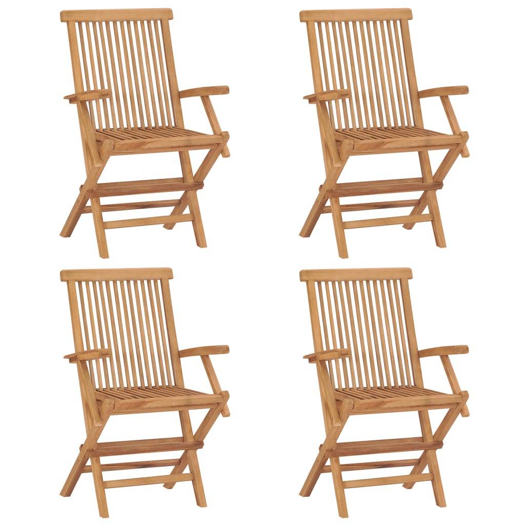 Maison Chic - Lot de 4 Chaises de jardin avec coussins - Chaises d'extérieur - Fauteuils de jardin rouge bordeaux Teck-JU12635 - Image 8