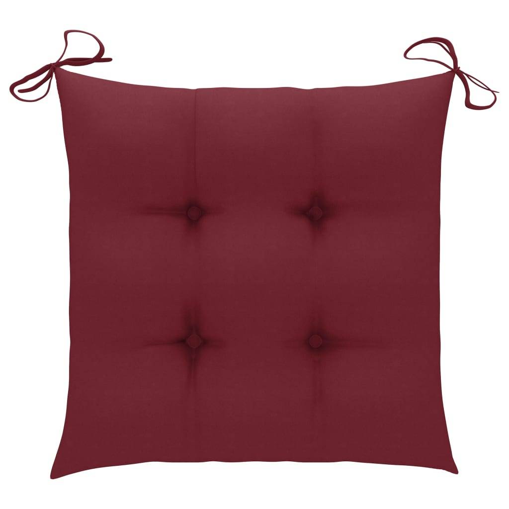 Maison Chic - Lot de 4 Chaises de jardin avec coussins - Chaises d'extérieur - Fauteuils de jardin rouge bordeaux Teck-JU12635 - Image 6
