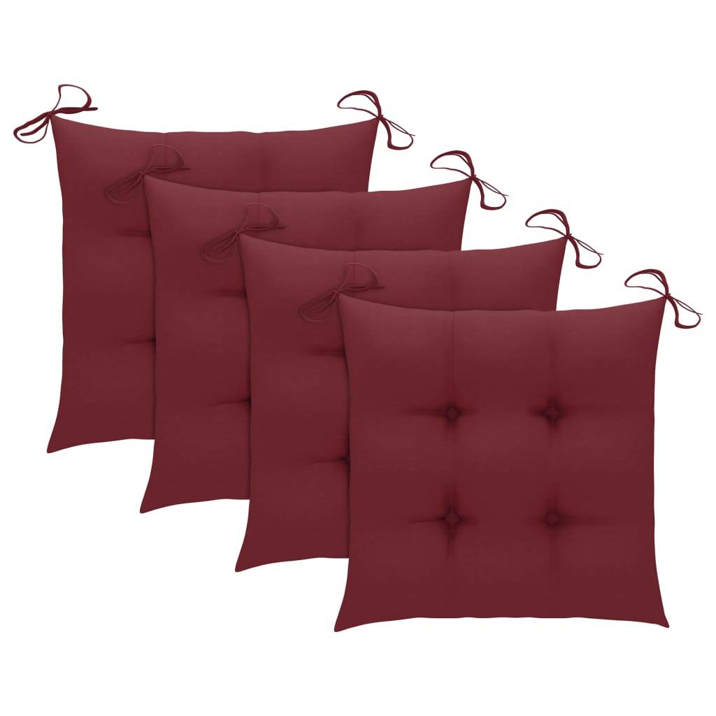 Maison Chic - Lot de 4 Chaises de jardin avec coussins - Chaises d'extérieur - Fauteuils de jardin rouge bordeaux Teck-JU12635 - Image 3