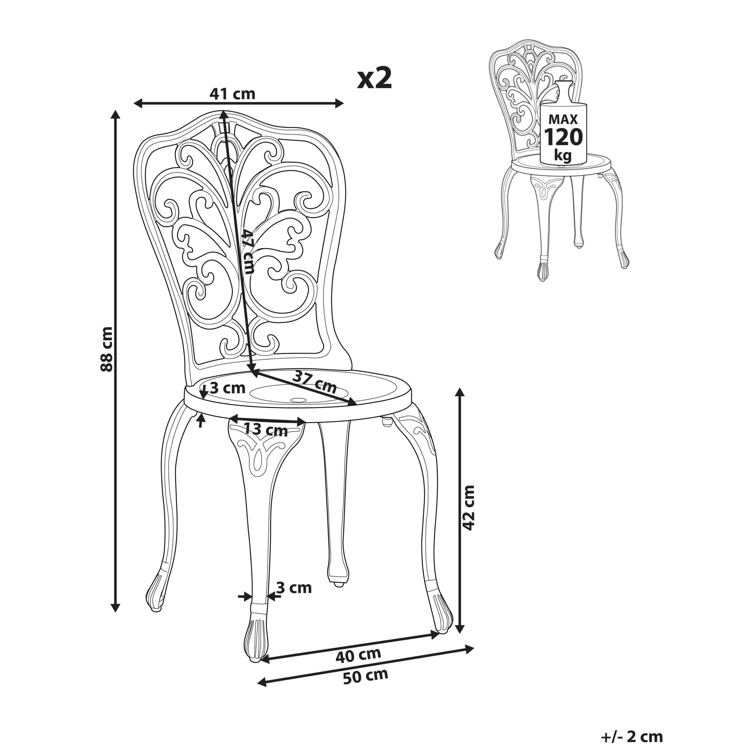Beliani - Chaise de jardin Aluminium Blanc cassé TRIORA - Beliani - Image 3